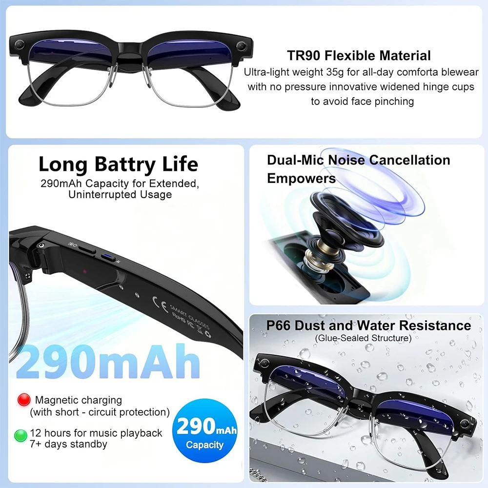 4K Smart AI Glasses 8MP Camera - Smart Glasses Lens 리뷰 및 가격